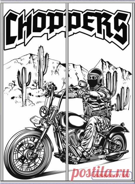 Пескоструйный рисунок Байкер на мотоцикле | Хороший дизайн: Скинали Фрески Фотообои Пескоструйные рисунки
