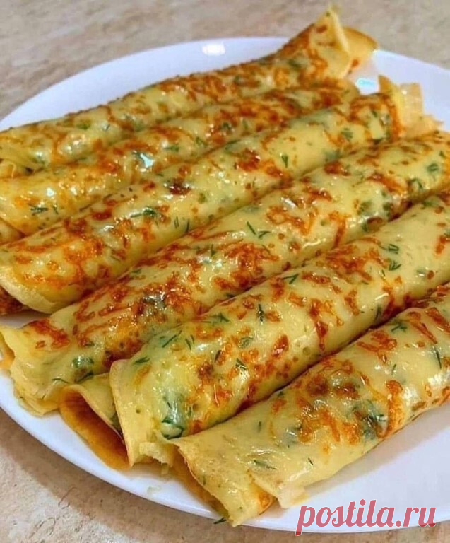 Сырные блины с зеленью