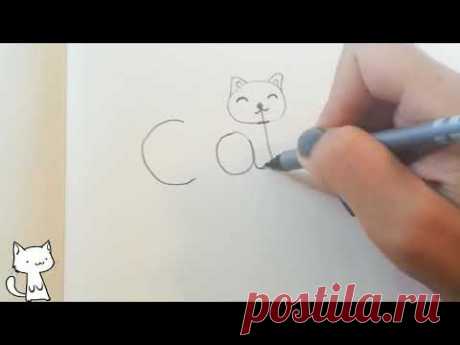 Как нарисовать кошку из слова CAT/How to draw a cat from the word cat