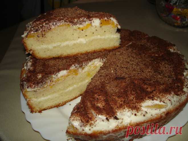 Обалденно вкусный пирог, можно сказать торт с персиками