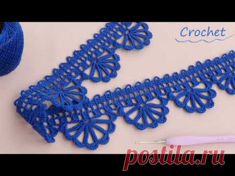 КРАСИВОЕ ленточное КРУЖЕВО вязание крючком КАЙМА МК 💎 Beautiful and very easy to crochet LACE