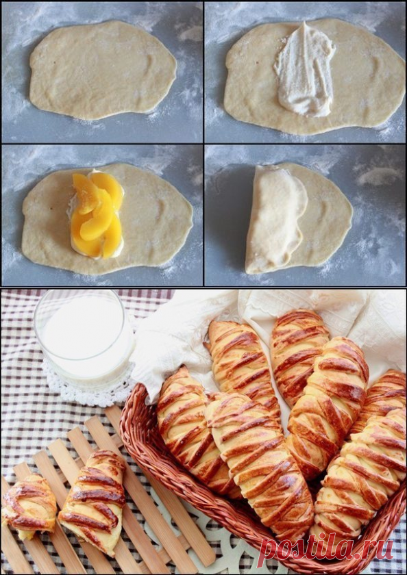 Красивые булочки с творогом