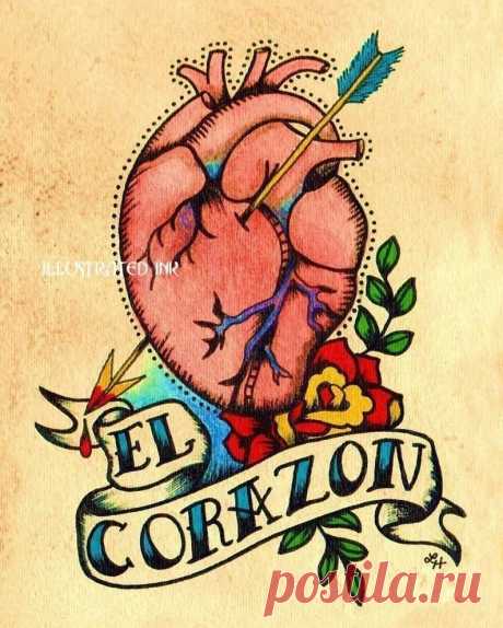 Old School Tattoo Heart EL CORAZON Loteria Print 5 x 7 8 x 10 - Etsy Chile
