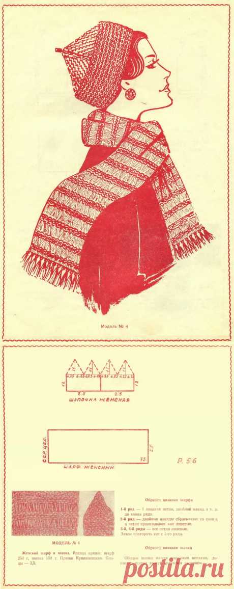 Женский шарф и шапка спицами