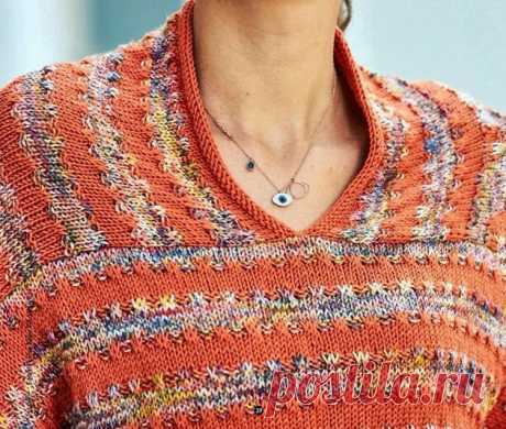 оригинальный пуловер с интересным переходом от одного цвета пряжи к другому. вязание спицами | марусино рукоделие | пульс mail.ru