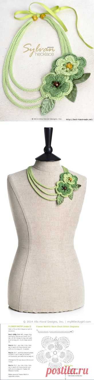 Вязаное ожерелье с цветами от Alla Koval