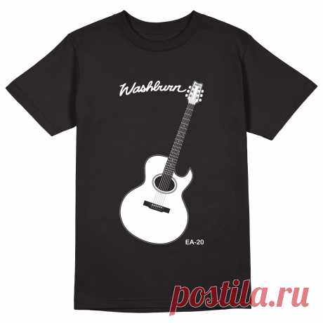 Мужская футболка «Washburn EA20. Виктор Цой. Гитара. Guitar. Rock.» цвет черный - дизайнер принта Kaplio