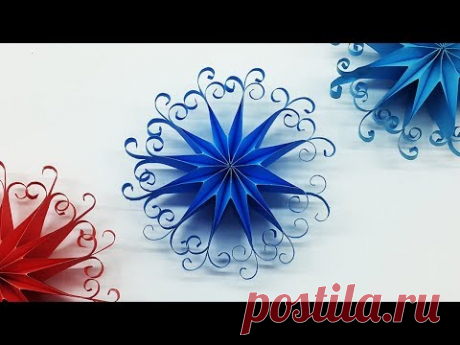 DIY 3D Quilling Paper Snowflakes | Christmas Tree Ornaments