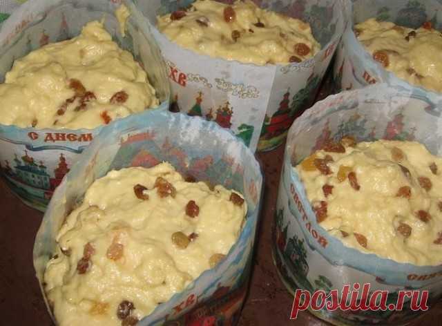 Александрийское тесто (для куличей)

Совершенно потрясающие куличи! Сладкие, нежные, мягкие... Вкуснее я не 
ела в жизни!
Рецепт бабушкин, готовит она по этому рецепту уже несколько десятков 
лет.

С порции получается очень много куличей, смело делите количество на 2, 
3, 4... 

1 л. топленого молока;
1 кг. сахара;
500 гр. слив. масла;
10 яиц;
3 желтка;
150 гр. свежих дрожжей.
Яйца слегка взбить, масло порезать кусочками, смешать все продукты с 
теплым молоком и оставить в...