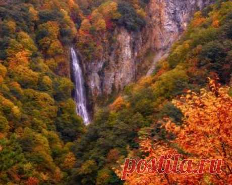Картинки Япония, азия, природа, скалы, горы, водопад, леса, осень - обои 1280x1024, картинка №300191