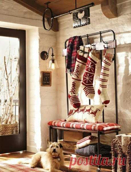 Front Hall Bench Seat and Rack: Perfect Choice for Stockings in Homes without a Mantle. by Clubyouth | We Heart It