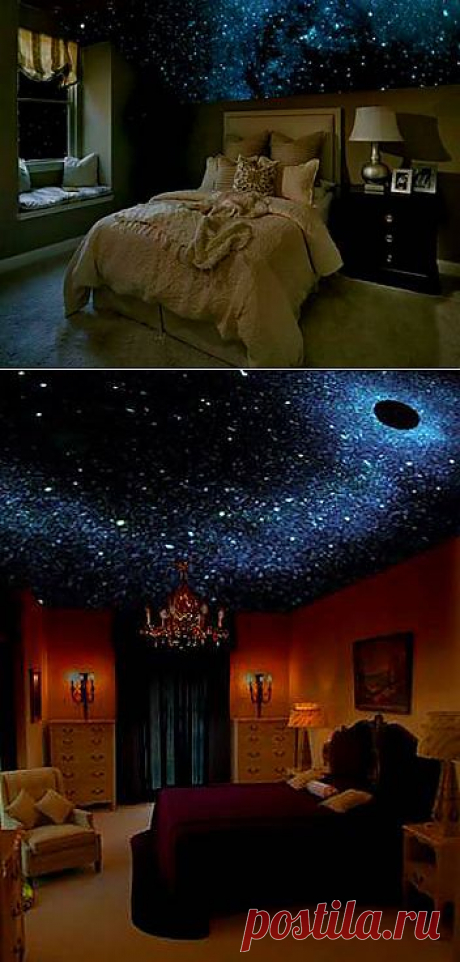 Звёздное небо - это оригинальный трёхмерный рисунок ночного неба на потолке или стенах, с тысячами светящихся в темноте звёзд  ПО – РУССКИ!