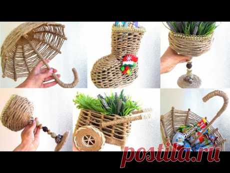 МНОГО поделок ИЗ ДЖУТА своими руками / 4 Jute craft ideas