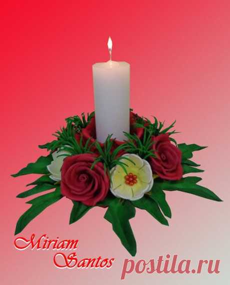 Flores de Mira: Vela Decorativa para o Natal com Flores em Eva