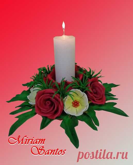 Flores de Mira: Vela Decorativa para o Natal com Flores em Eva
