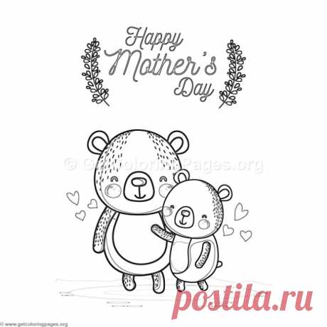 Cute Cartoon Bear Happy Mother&amp;#8217;s Day Card Coloring Pages &amp;#8211; GetColoringPages.org