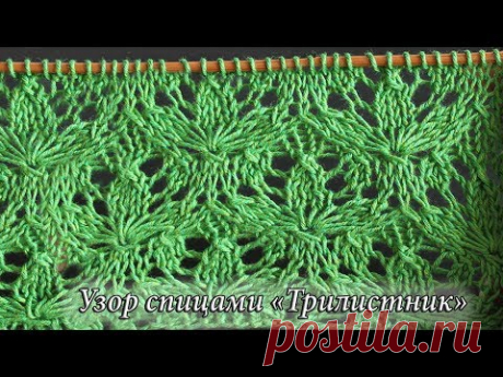 Узор спицами «Трилистник», видео |  «Trefoil» knitting pattern