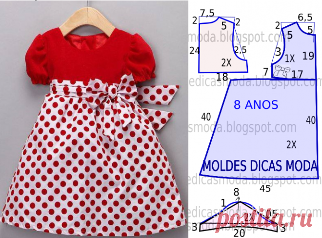 VESTIDO INFANTIL DE FESTA - Moldes Moda por Medida A publicação de hoje contempla o molde de vestido infantil de festa para meninas com idade de 8 anos. A ilustração do molde não tem valor de costura tem...