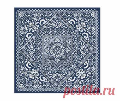 Pillow cross stitch White geometric ornament pattern | Etsy