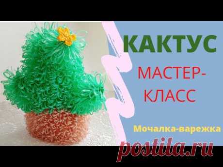 КАКТУС//Мочалка-варежка крючком//МАСТЕР-КЛАСС