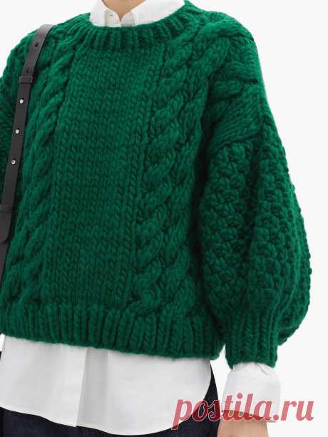Green Balloon-sleeve cable-knit wool sweater | Mr Mittens | MATCHESFASHION US
