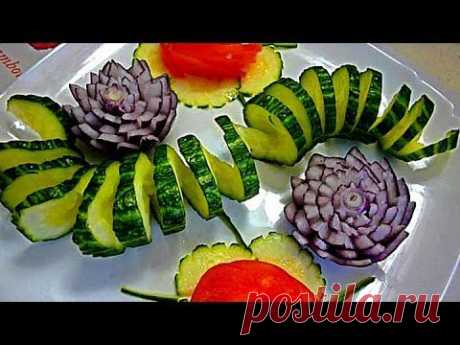 ▶ Украшения из огурца.(спираль) Украшения из овощей. Decoration Of Vegetables - YouTube