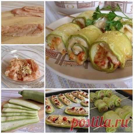 Как приготовить суперские рулетики из кабачков с куриным мясом  - рецепт, ингредиенты и фотографии