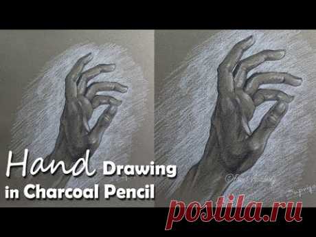 Drawing my own hand in Graphite & Charcoal Pencil