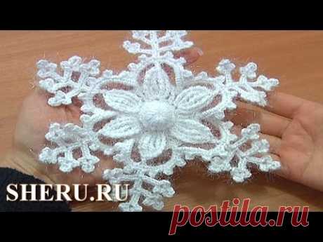 How To Crochet Snowflake Pattern Урок 8 часть 1 из 2 Вязание крючком снежинка