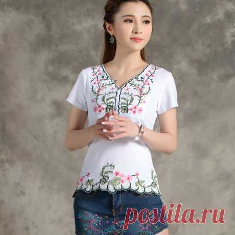 clothing model Picture - More Detailed Picture about Traditional Chinese clothing 2016 women girls plus size M 4XL black white rose red v neck embroidery t shirt tee top undershirt Picture in from Ethnic Clothing Store. Aliexpress.com | Alibaba Group