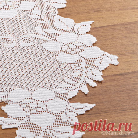 Scheme to realize the crochet filet runner with flowers