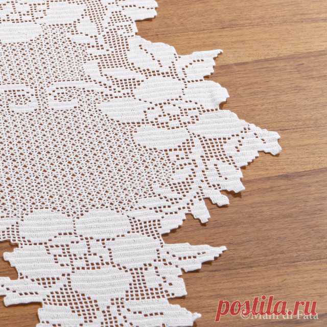 Scheme to realize the crochet filet runner with flowers