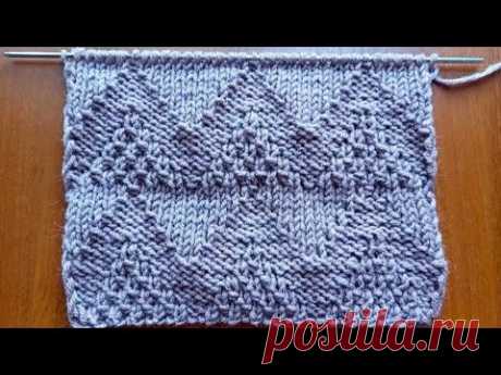 Красивый и очень простой рельефный узор спицами + схема. A beautiful relief pattern + scheme.