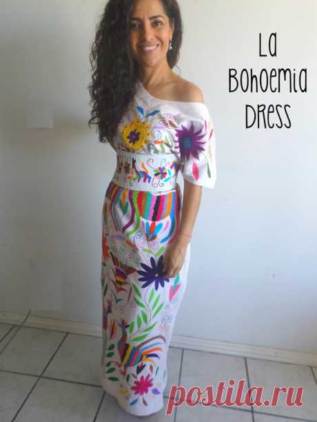 Long Bohemian chic otomi dress Tunic Otomi Mexican wedding - Etsy Chile