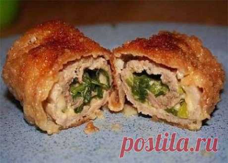 Мясные рулетики с сыром и зеленым луком | Домашняя кулинария