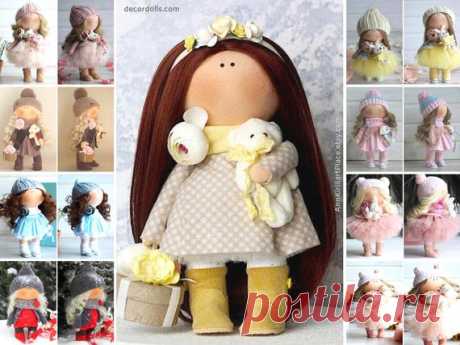 Fabric Baby Doll, Tilda Doll Handmade, Interior Soft Doll, Nursery Cloth Doll, Cute Doll for Girl, Gift to Remember, Puppen by Oksana Z Hello, dear visitors!  This is handmade cloth doll created by Master Oksana Z (Ulyanovsk, Russia).  This doll is made by order.  All dolls stated on the photo are mady by artist Oksana Z. You can find them in our shop searching by artist name: