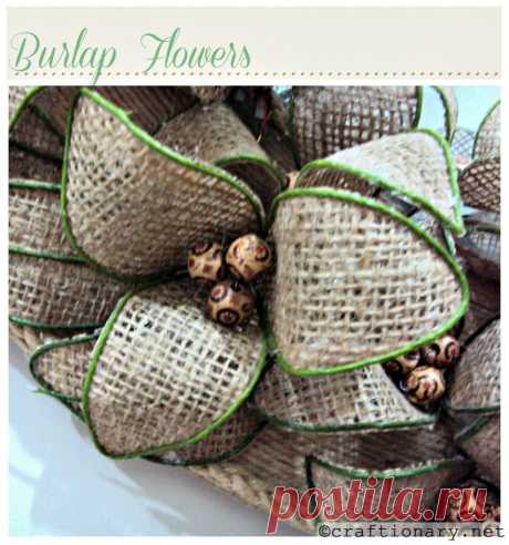 Make flowers with burlap (bendable flowers) - Craftionary