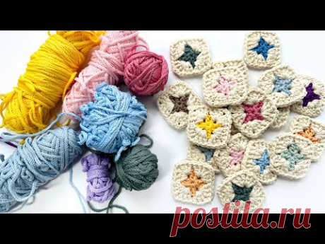 🤗 Что связать из остатков крючком? Сумочка из самых маленьких квадратных мотивов.