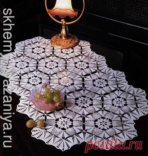 Салфетка-соты из шестиугольных мотивов: схема вязания с описанием