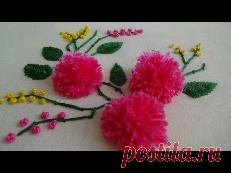 Hand Embroidery: Pom Pom Flowers
