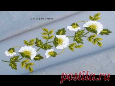 White Floral Border Designs for Women's Dresses