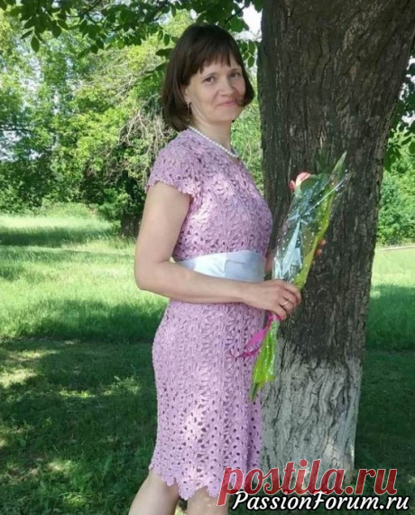 Платье ленточным кружевом | Женская одежда крючком. Схемы и описание