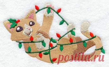 Cat Towel - Christmas Towel - Embroidered Towel - Flour Sack Towel - Hand Towel - Bath Towel - Fingertip Towel - Apron Embroidered Christmas Towel - Tangled up in Christmas Cat  Embroidered Flour Sack Towel, Embroidered Hand Towel, Embroidered Bath Towel, Embroidered Apron, Fingertip Towel  Flour Sack towels are white cotton measuring 33 x 38.  Bathroom Towels are terrycloth in white or ivory.  Aprons are