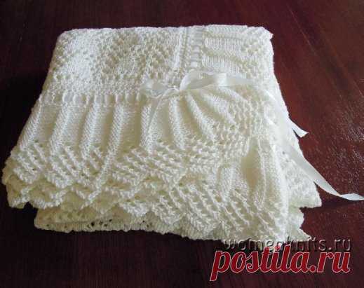 Красивый плед для новорожденного спицами
Описание: http://womanknits.ru/vyazanie-dlya-doma/pledy-podushki/krasivyj-pled-dlya-novorozhdennogo-spcami