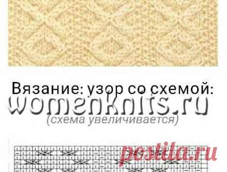 Пуловер спицами с красивым узором на рукавах