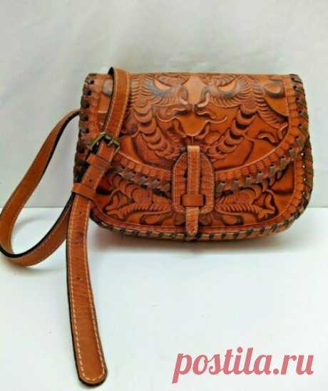 Patricia Nash Lanza Tooled Brown Leather Crossbody Shoulder Bag Purse | eBay