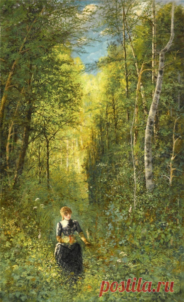 Васнецов Виктор Михайлович (1848-1926)
«Девушка, собирающая цветы в лесу», 1876