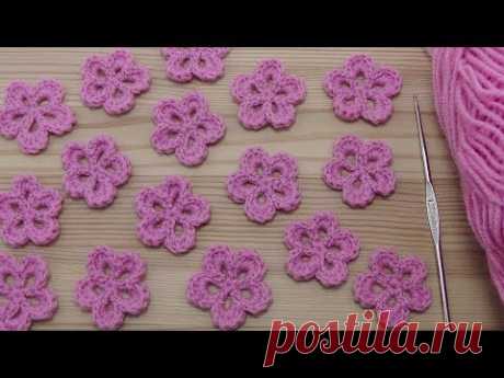 Вязание простого ЦВЕТКА - урок вязания для начинающих - Lesson crochet flowers