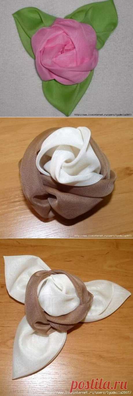 Отделочная роза из лёгкой ткани