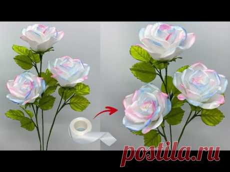 Сделай сам | Как легко сделать цветок розы из атласной ленты | Цветы из атласной ленты Легко